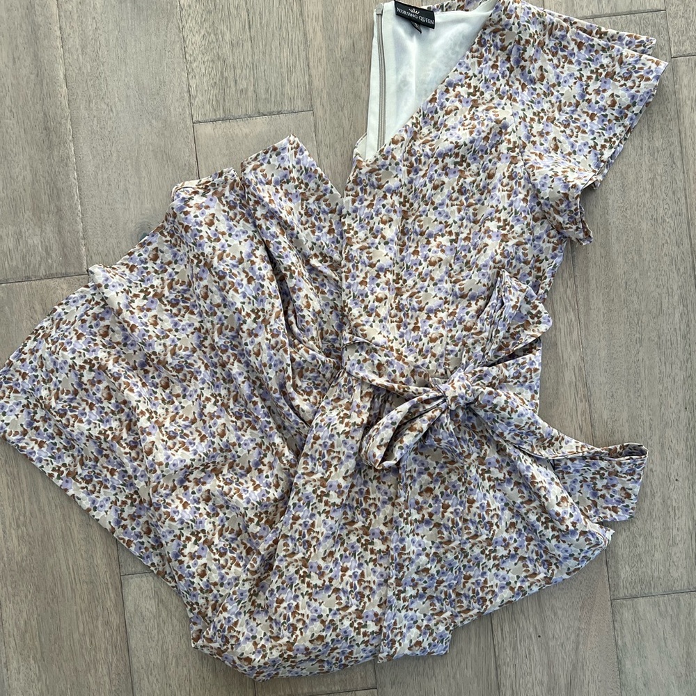 Nursing Queen Lavender Floral Midi Dress with Brown Accents